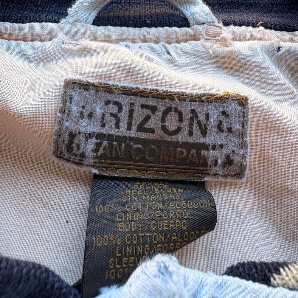Vintage Faded and Distressed Arizona Jean Striped Bomber Jacket - Picture 6 of 8